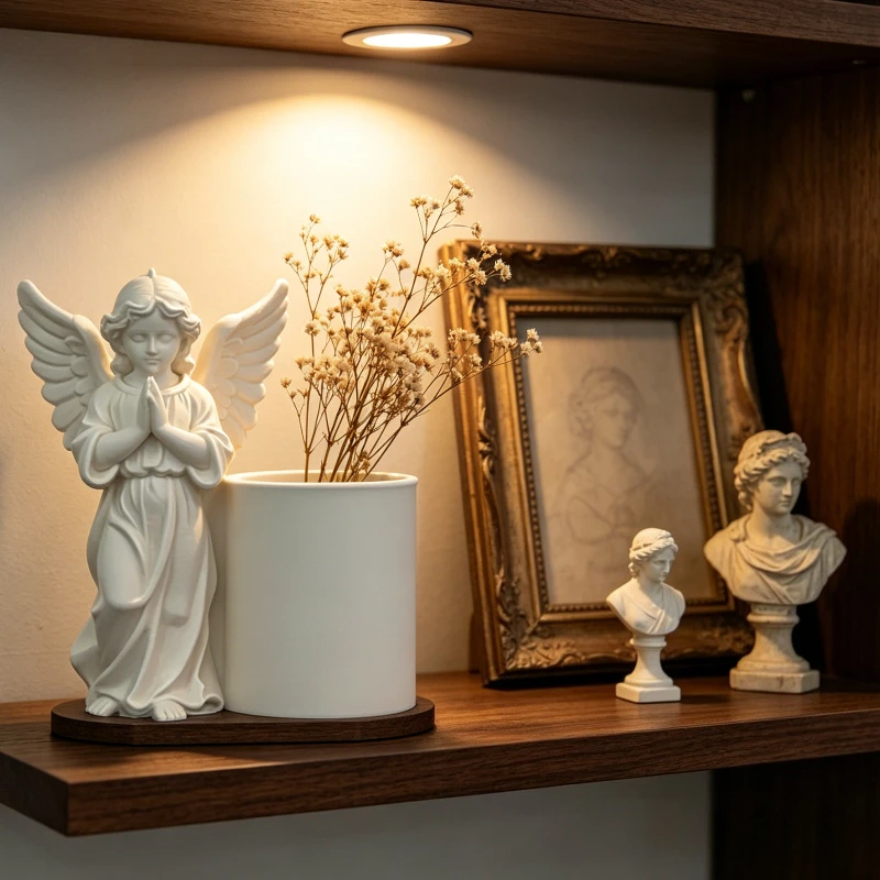 Cute Angel Wings Pen Holder, Elegant Desk Storage for Pens, Pencils & Brushes, Adds Timeless Beauty to Your Workspace