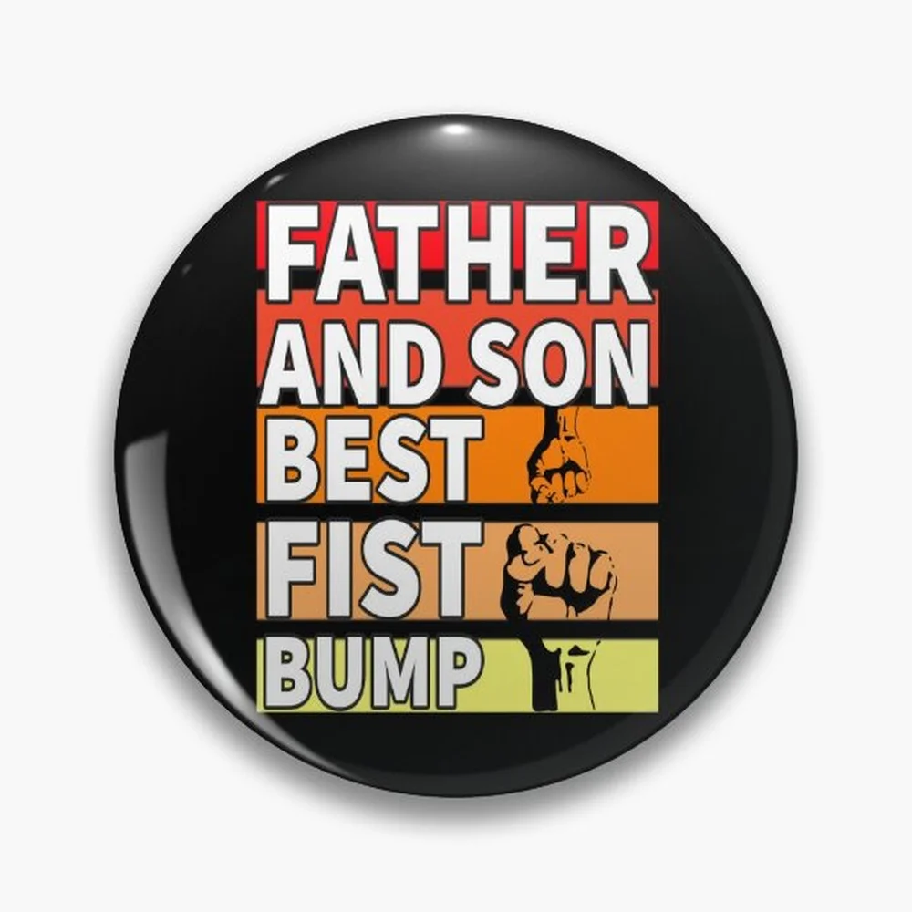 father and son fist bump  Pin Holographic Star Heart Pin Brooches Laminated Button Fashion Accessory