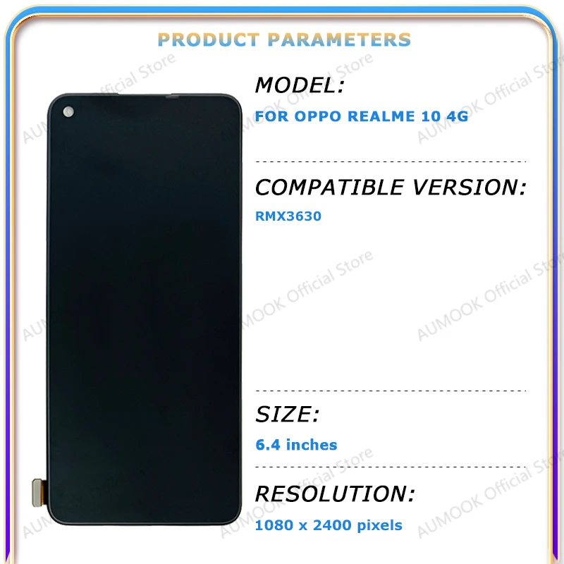 6,4-calowy wyświetlacz AMOLED LCD do Oppo Realme 10 4G RMX3630 Wyświetlacz LCD Ekran dotykowy Digitizer Zespół z częściami zamiennymi ramy — zdjęcie produktu 2