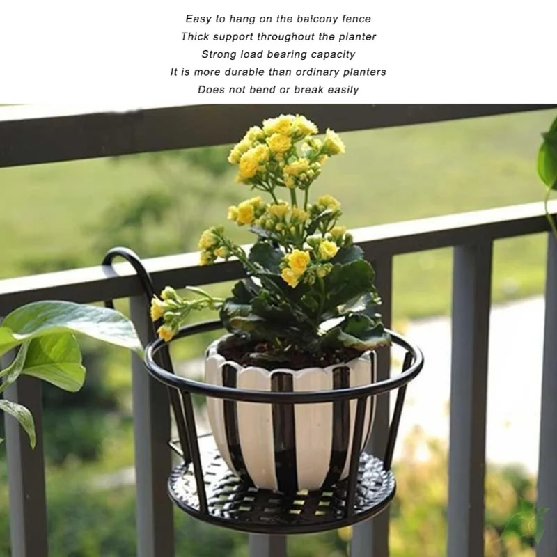 2pcs Hanging Planters Basket Multipurpose Iron Art Hanging Railing Plant Holder For Patio Balcony Porch