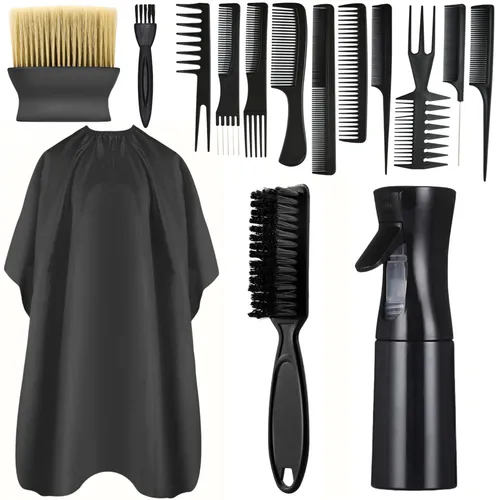 Imagen 2 del producto Juego de Herramientas de peluquería, capa de corte de pelo negro, barredora de cuello, peine de estilo de pelo de peluquero, 14/15/16 Uds.