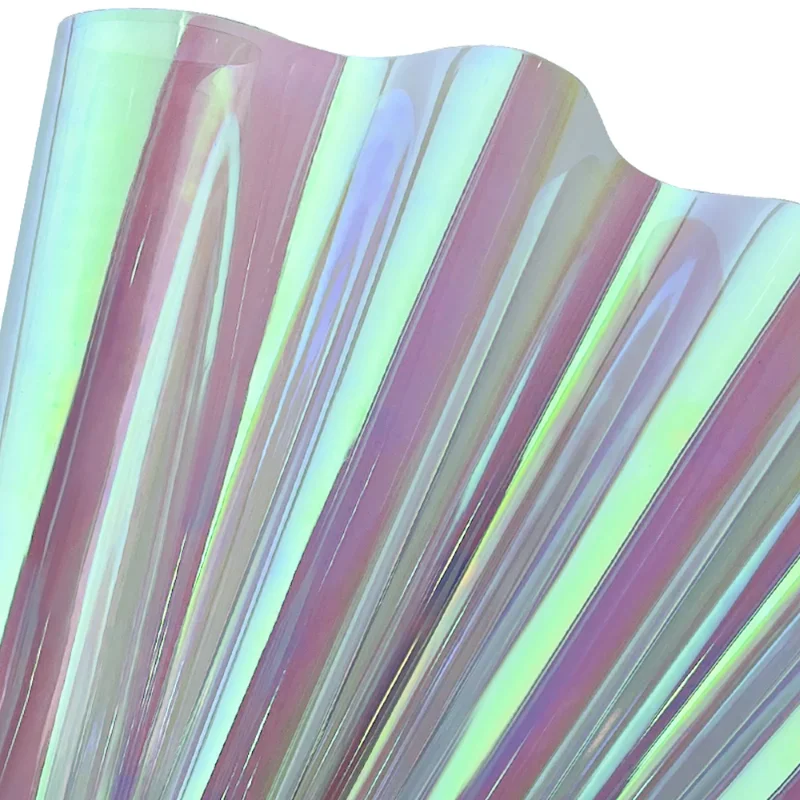 46x135cm Iridescent Holographic Clear Transparent PVC Fabric Leatherette Laser Rainbow Film Vinyl Craft Bags DIY Bows Making