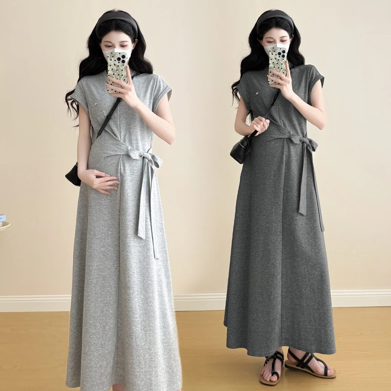 vestido-de-maternidad-de-lino-de-color-puro-para-verano-vestido-de-embarazo-transpirable-con-bolsillos-manga-corta-y-cuello-cuadrado