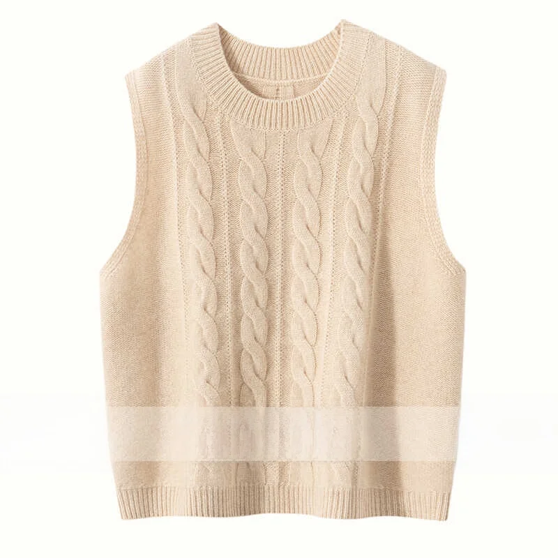 

00% Pure Camere Vest Women's round Ne Svel Knitted Sweater Autumn Winter New Sle Commute Sle Faion Outerwear