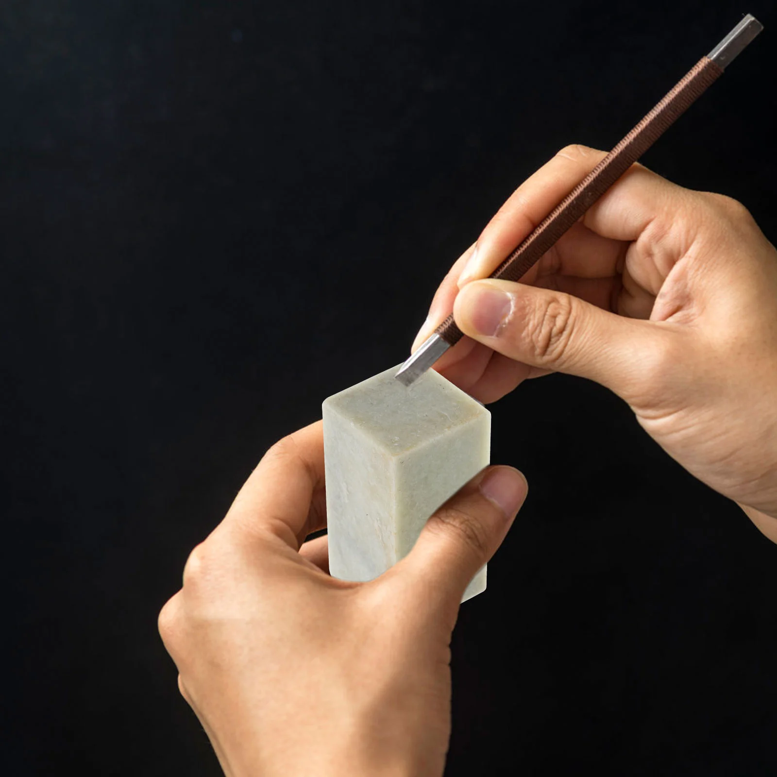 Qingtian Material de sello de piedra, sello de fácil uso hecho a mano, estampador en blanco, agarre cómodo