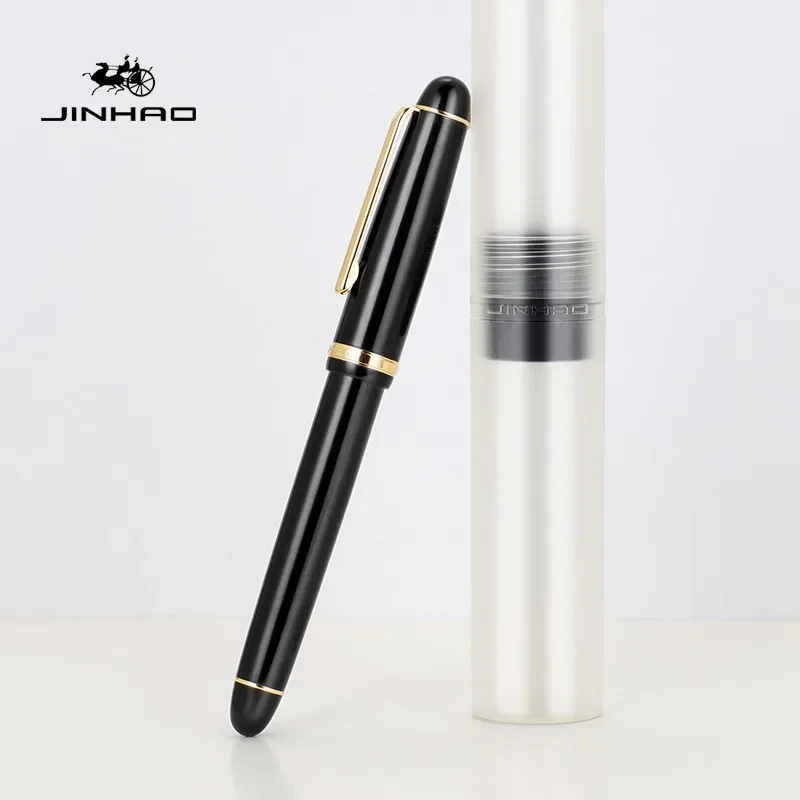 Imagem -06 - Jinhao X350 Metal Caneta Fonte Preto Ouro ef f m Irídio Nib Escola Material de Escritório Canetas Tinta Presente Papelaria Peças