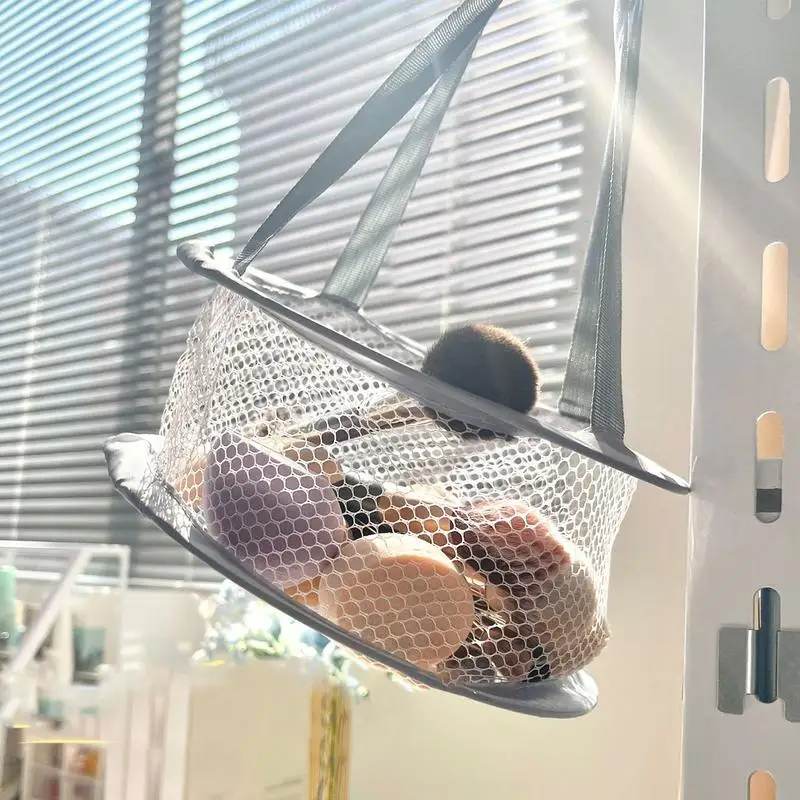 Makeup Brush Drying Hanging Net Foldable Mesh Net For Sponge Egg Bath Organizer Storage Net bag Windproof Airing Drip Dryer Rack