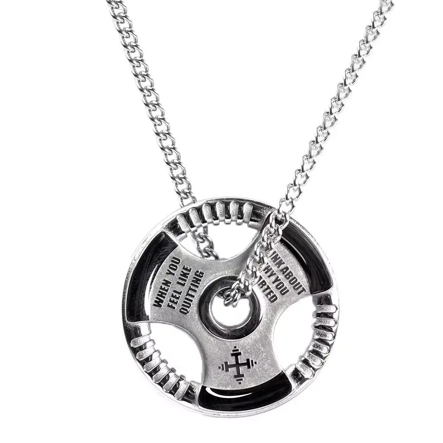 Unisex Hip Hop Dumbbell Pendant Necklace Silver Gym Streetwear Jewelry for Men and Women Couple Gift Accessory