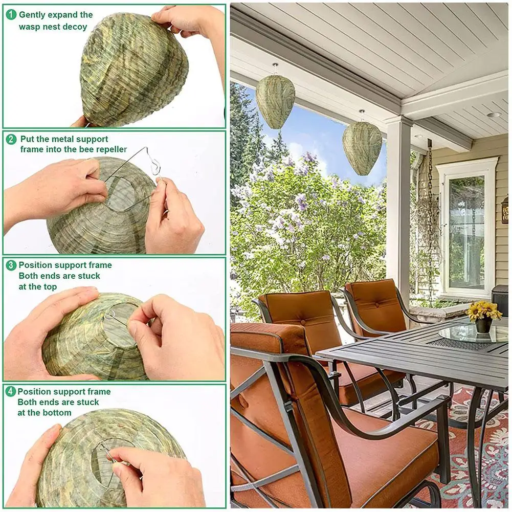 Outdoor Hanging Waterproof Hanging Wasp Nest Decoy Paper Non- Effective Fake Nest Bee Decoy Deterrent For Garden Orchard Patio