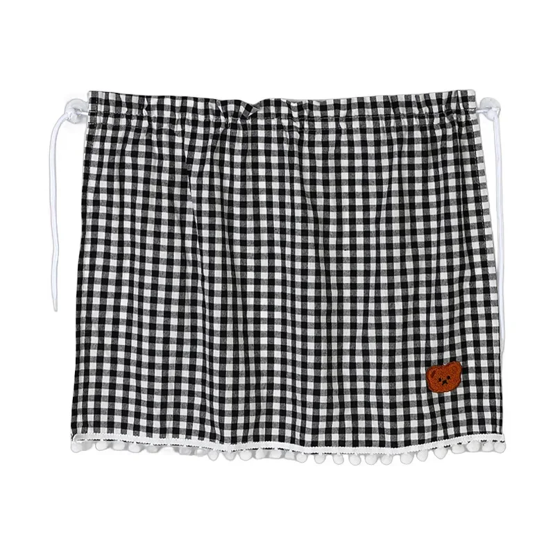 Car sunshade side curtain Cartoon cotton checkered bear car curtain summer sun shield