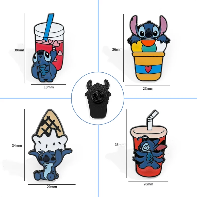 

Броши Disney Stitch, мультяшная эмалированная булавка, значок для косплея, булавки для лацканов, ювелирные изделия, одежда для девочек и мальчиков, шляпа, декор для рюкзака, аксессуары
