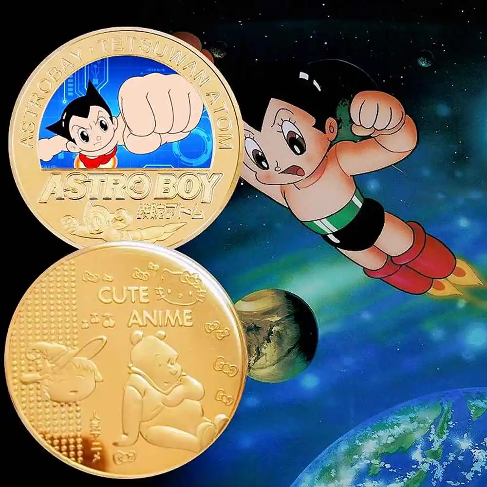 Astro Boy Coin Metal A-Astro Boy Coin Tcg Anime Commemorative Coins Collectibles Cartoon Medal Kids Toys Gifts Souvenir Badge