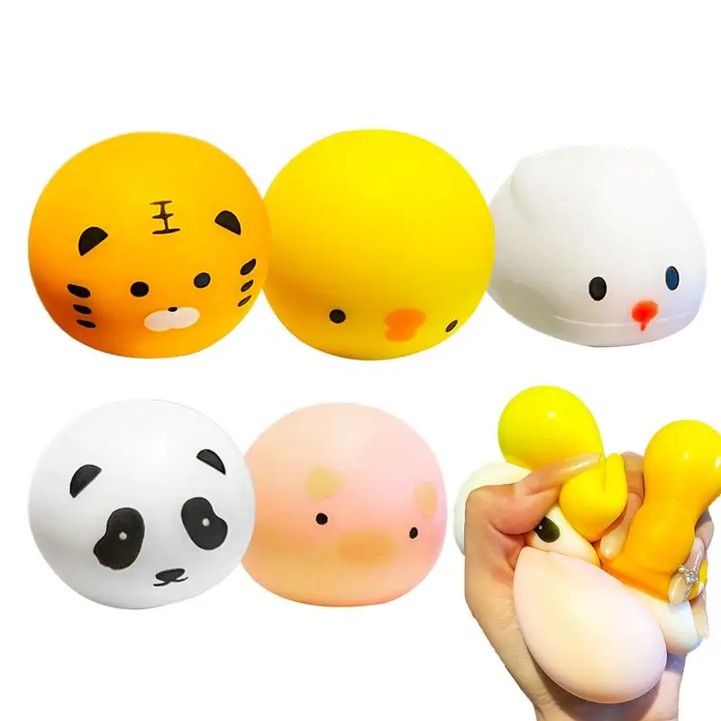 

Fidget Toys For Kids 5pcs Elastic Animal Head Shaped Squeeze Fidget Toy Party Favor Gags Children Miniature Novelty Toys For