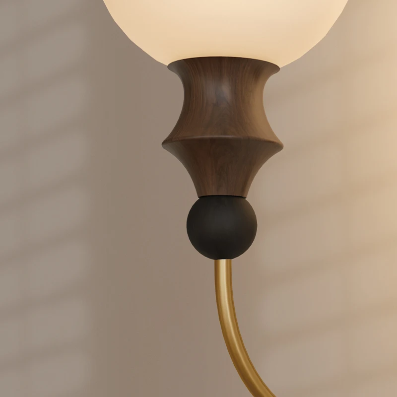 Wabi sabi Solid Wood Wall Lamp With Glass Lampshade for Bedroom Bedside Lights Dining Room Living Room Aisle Indoor Lighting image 6