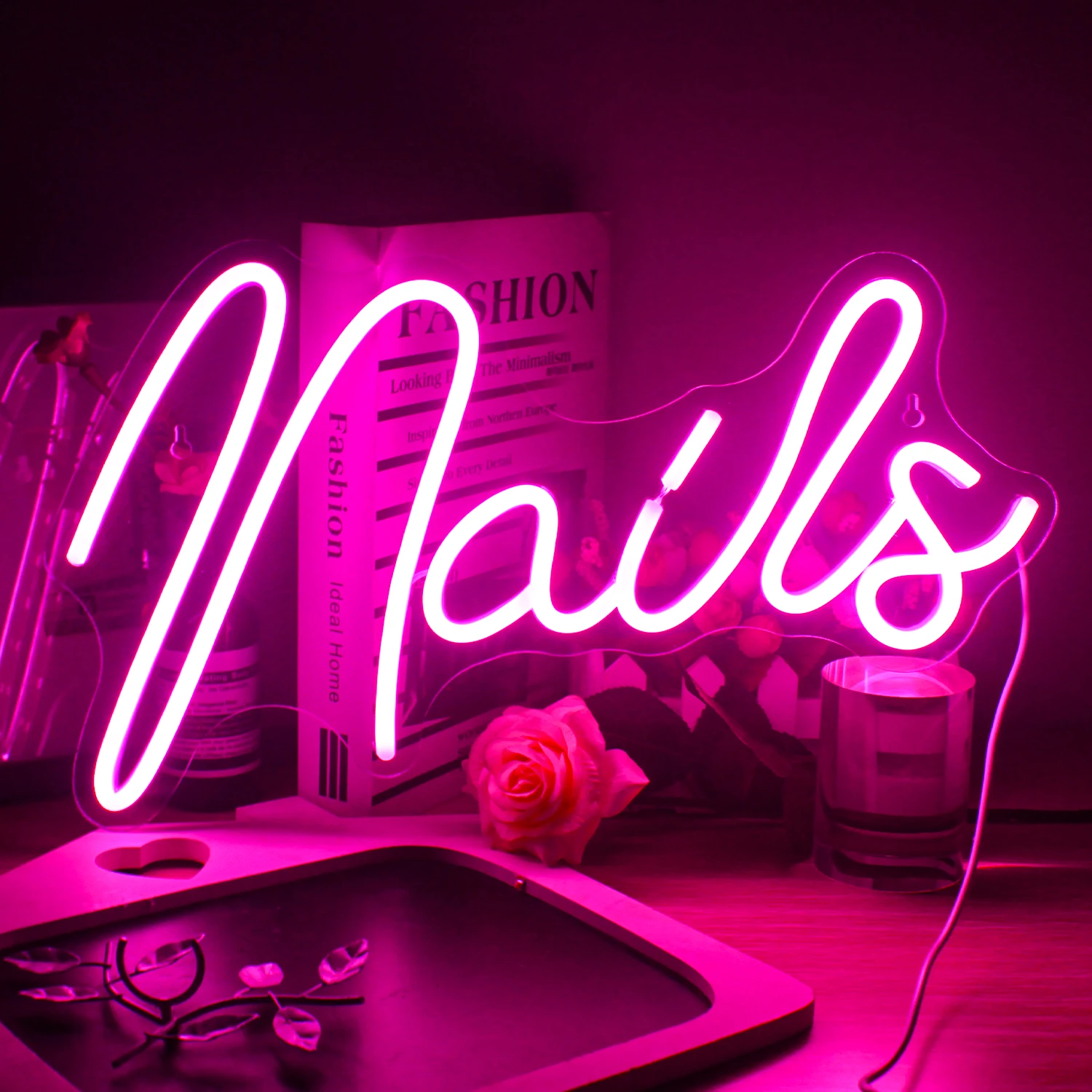 Nails Neon Sign Led Pink Neon Light Up Signs for Wall Decor Usb Neon Lights for Nail Salon Beauty Room Stores Logo Decor Neon