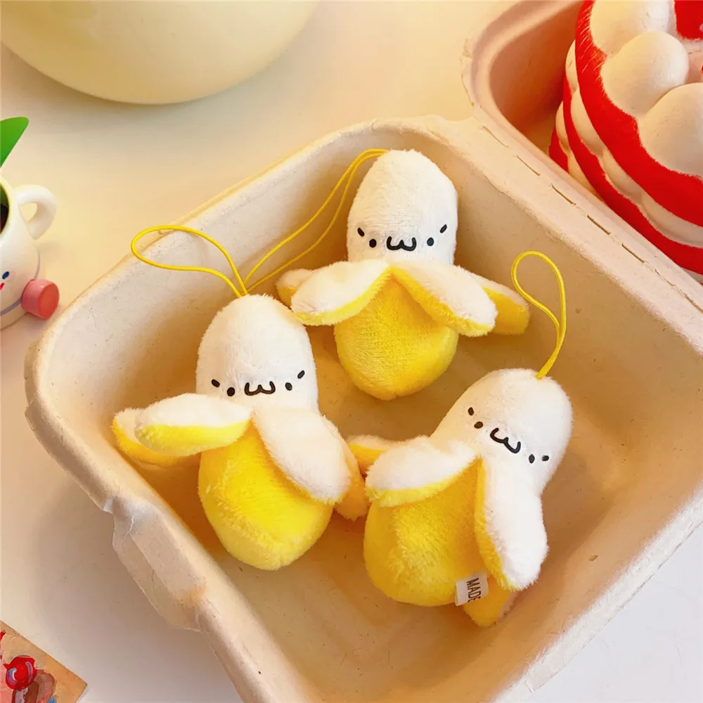 1pc criativo forma de banana bonecas de pelúcia pingente kawaii chaveiro feminino meninas brinquedos de pelúcia macio bolsa decoração crianças presente aniversário