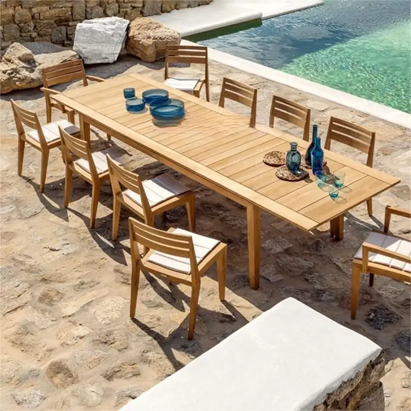 

Outdoor patio villa terrace teak open-air waterproof leisure table and chairs set