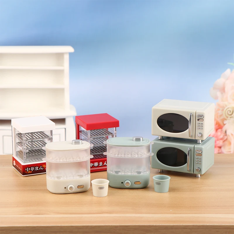1:12 Dollhouse Miniatuur Magnetron Broodkast Stoomkast Huishoudelijk elektrisch model Decor Speelgoed Poppenhuisaccessoires