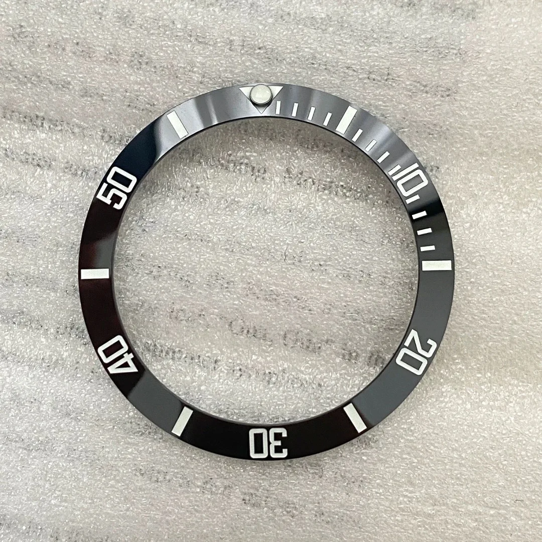 Watch Accessories 38mm strong luminous ceramic ring blue-green night light aperture substitute black green water ghost scale c