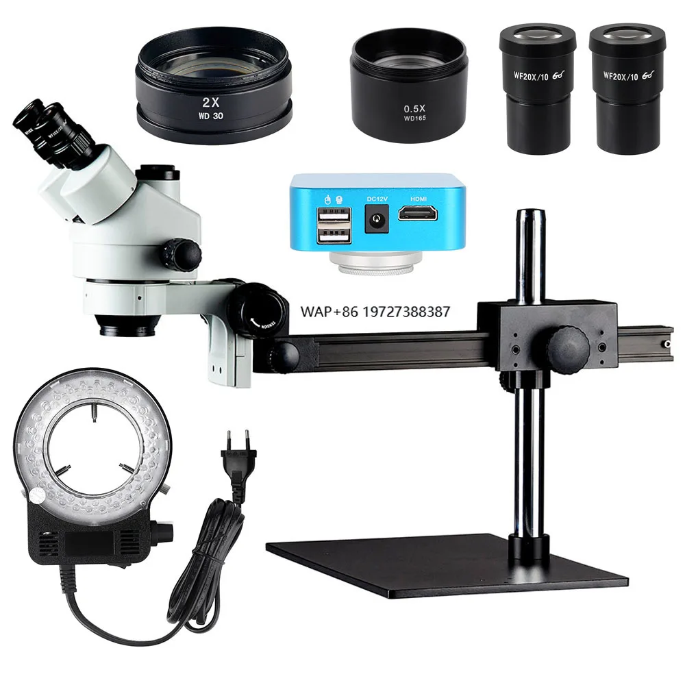 

2X Auxiliary Magnifying Glass Mobile Phone Repair Industrial Camera Trinocular Microscope 20X Eyepiece Magnification 48MP
