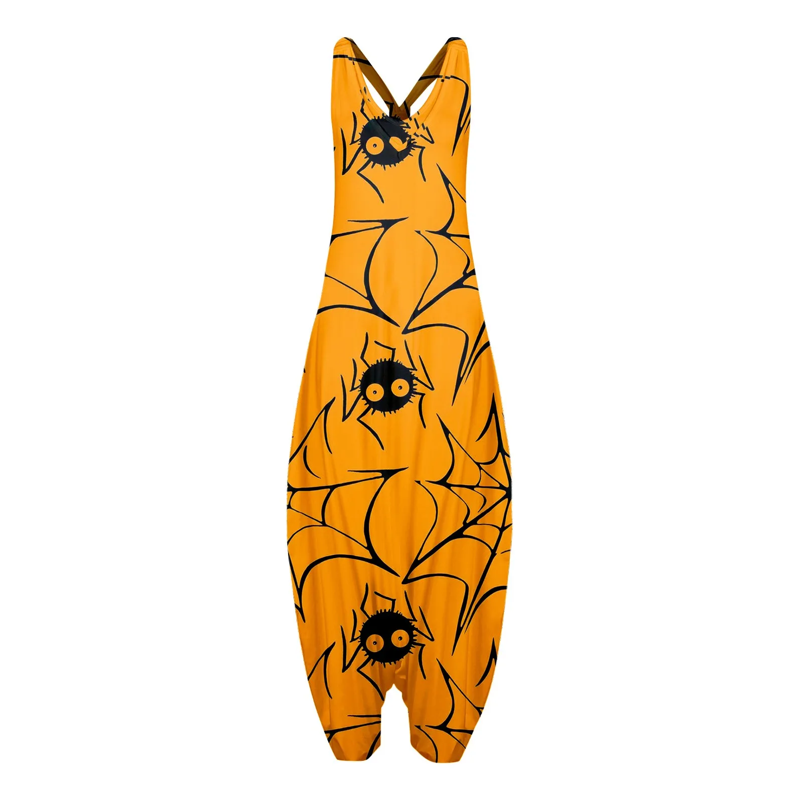 Mono con estampado de Halloween para mujer, peto holgado de talla grande, mono informal sin mangas con tirantes, moda Floral, novedad de 2022