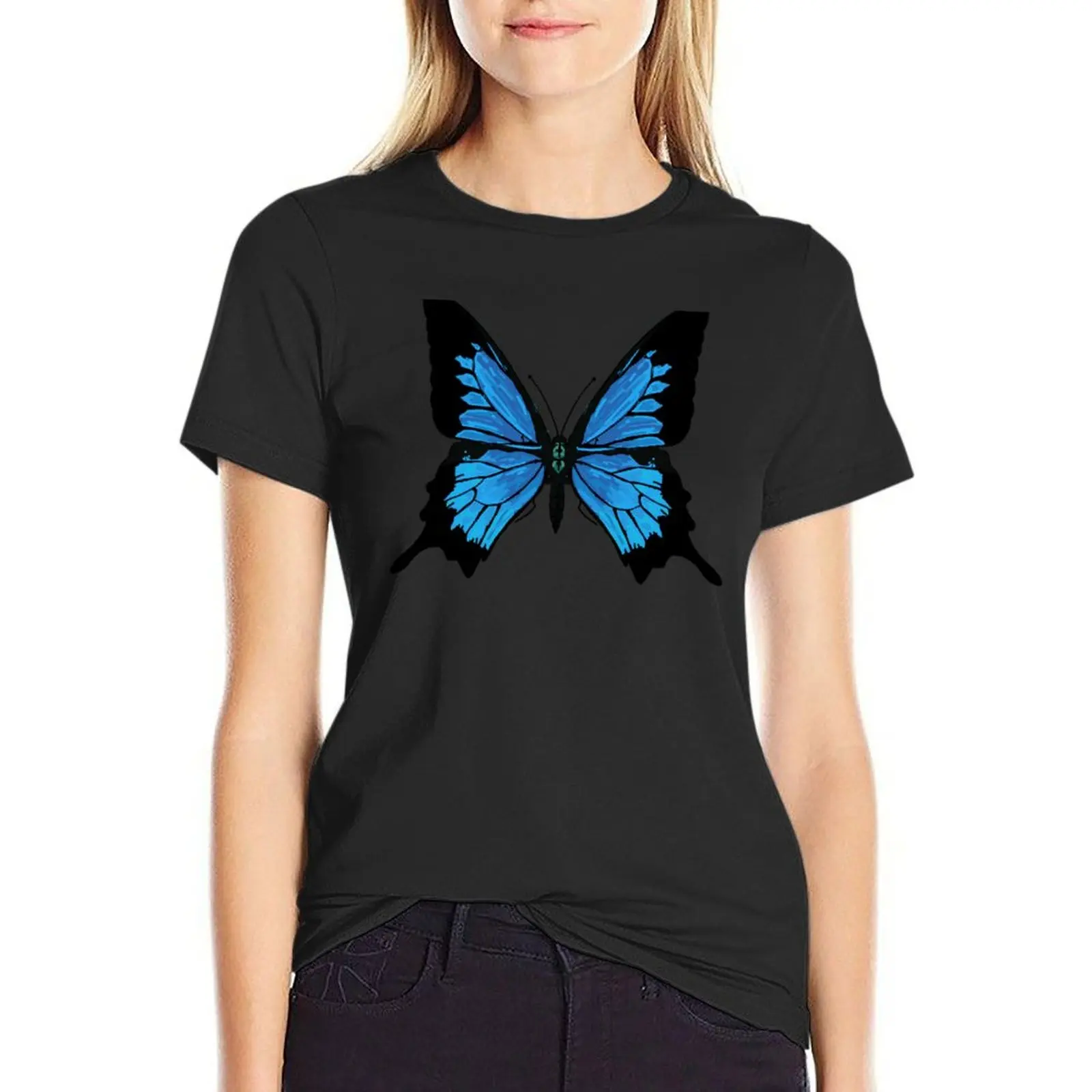 Mountain Blue Swallowtail Butterfly T-Shirt Blouse plain lady clothes graphic t-shirts for Women