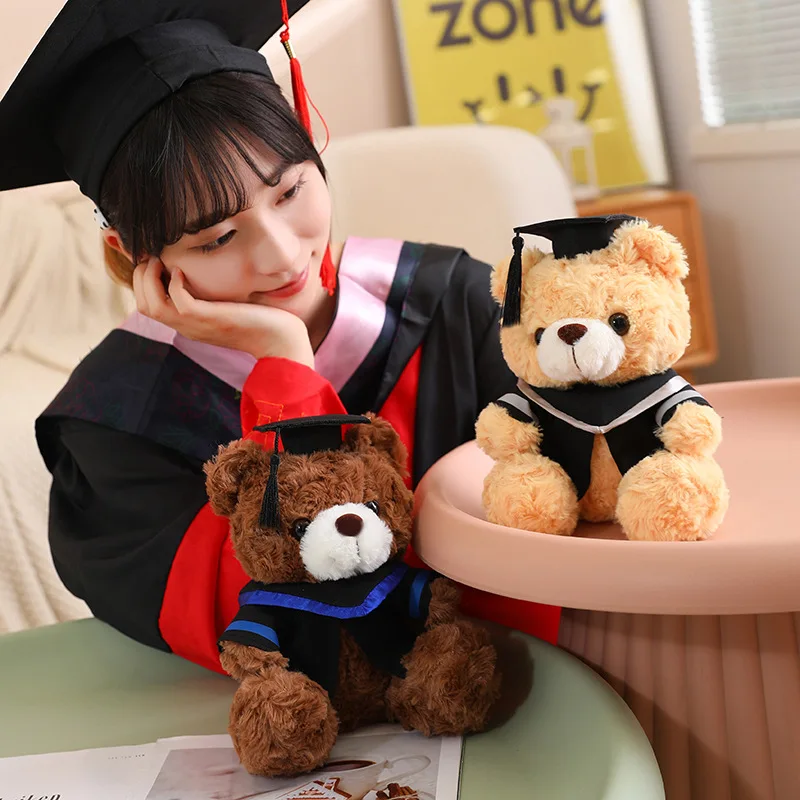 Lovely Sitting Bear Plush Dolls Stuffed Soft Animal Toy For Boys Gifts Cute Doctor Bear Pillow Graduation Party Decor Gift