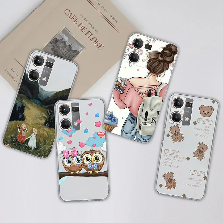 حافظة هاتف متوافقة مع Oppo Reno7 F21 Pro 4G حافظة من السيليكون واضحة ضد الصدمات حافظة جميلة للبنات توليب قوس قزح For Oppo F 21 Pro Reno 7 Funda #1