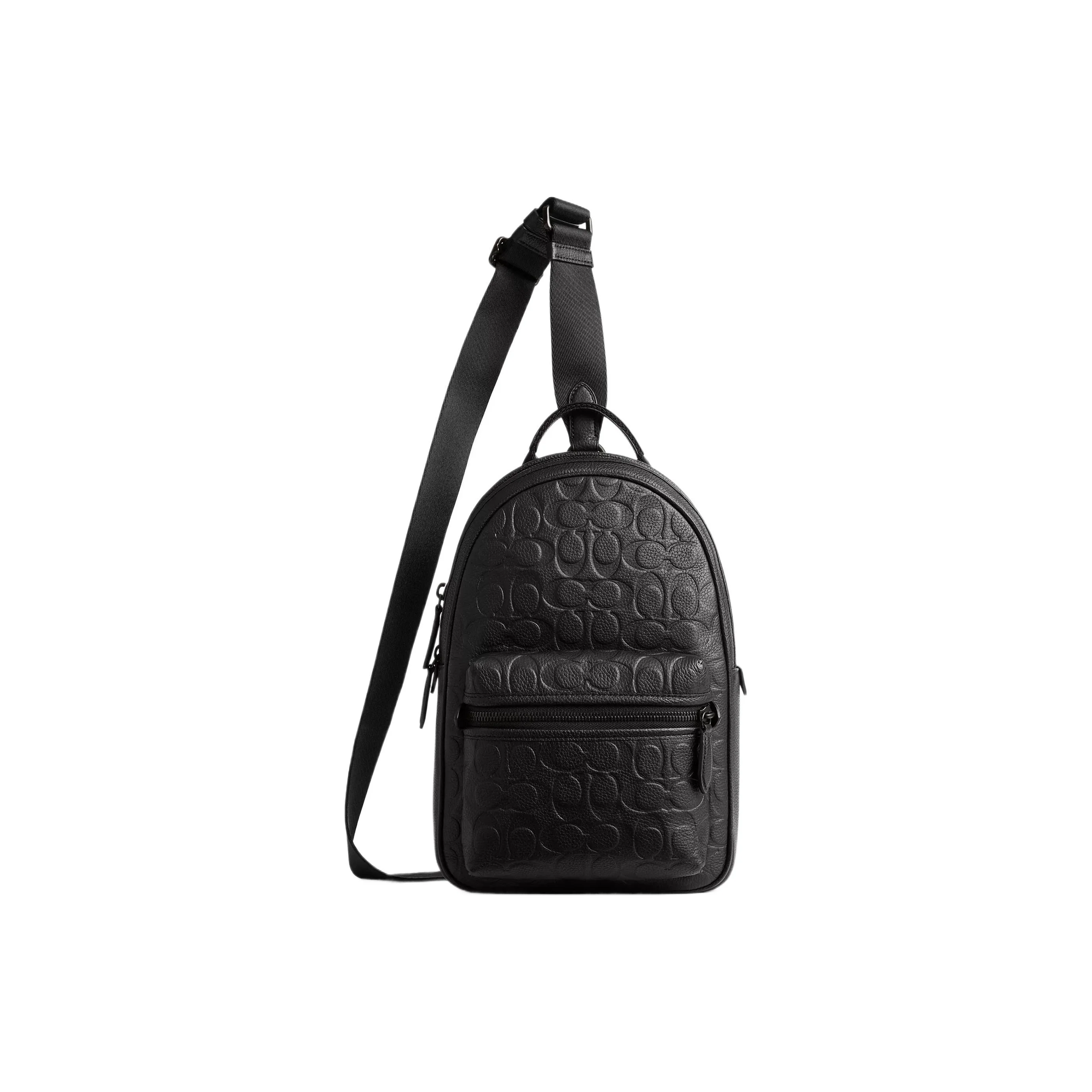 COACH Charter, Riñonera de Cuero, Bolso de Hombro, Bolso Bandolera Pequeño para Hombre, Negro CP116-BLK