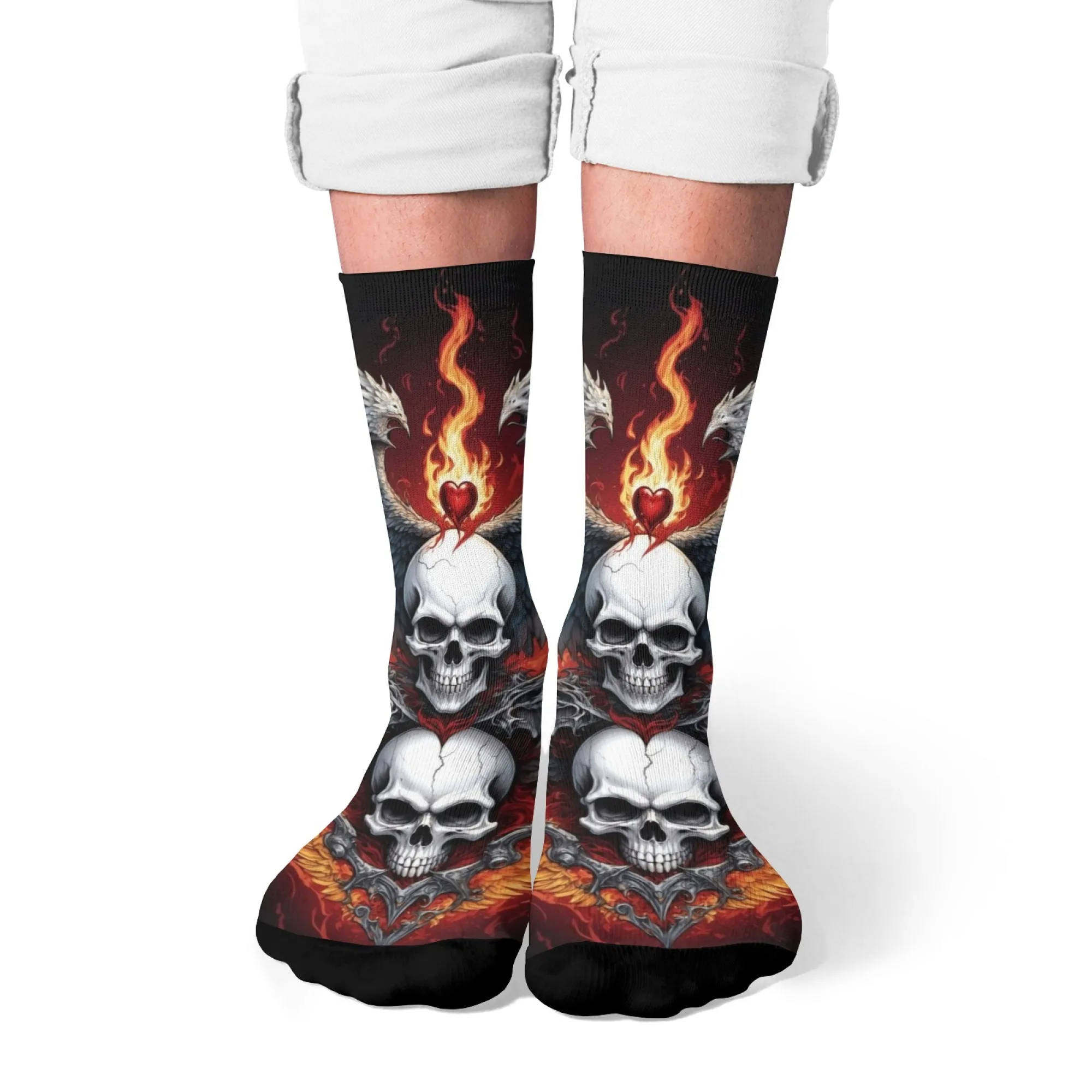 لهب الحب النسر الجمجمة الجوارب الجدة مضحك الرجال الجوارب Harajuku نمط الرجعية الاتجاه مجنون الشارع الهيب هوب الجوارب اكسسوارات هدية #6