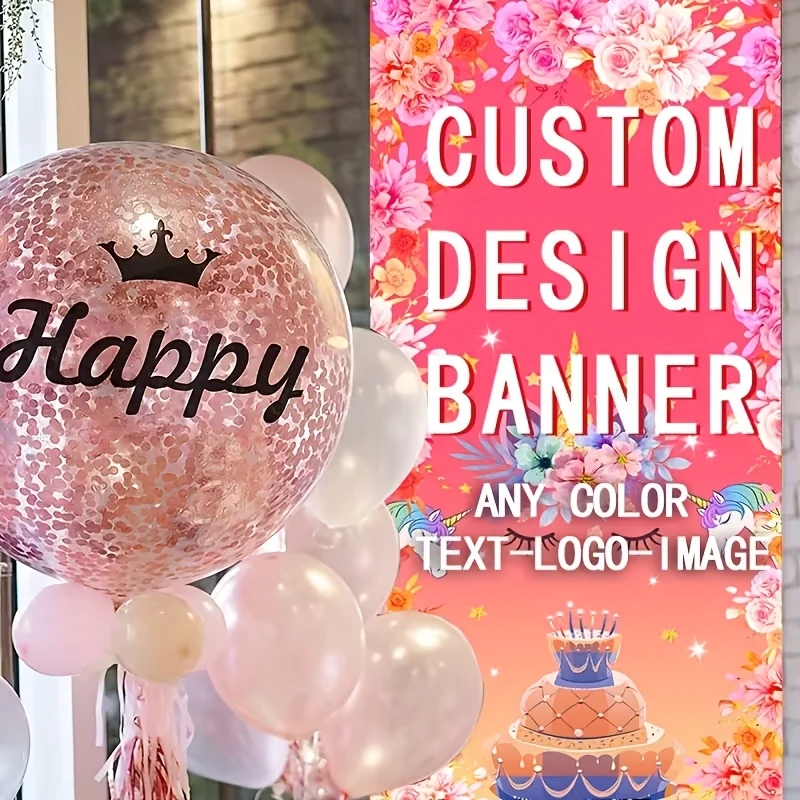 1pc Vertical Personalized Custom Banner, Multiple Sizes Available, with 4 Eyelets for Easy Hanging, for Holiday Party Home Decor