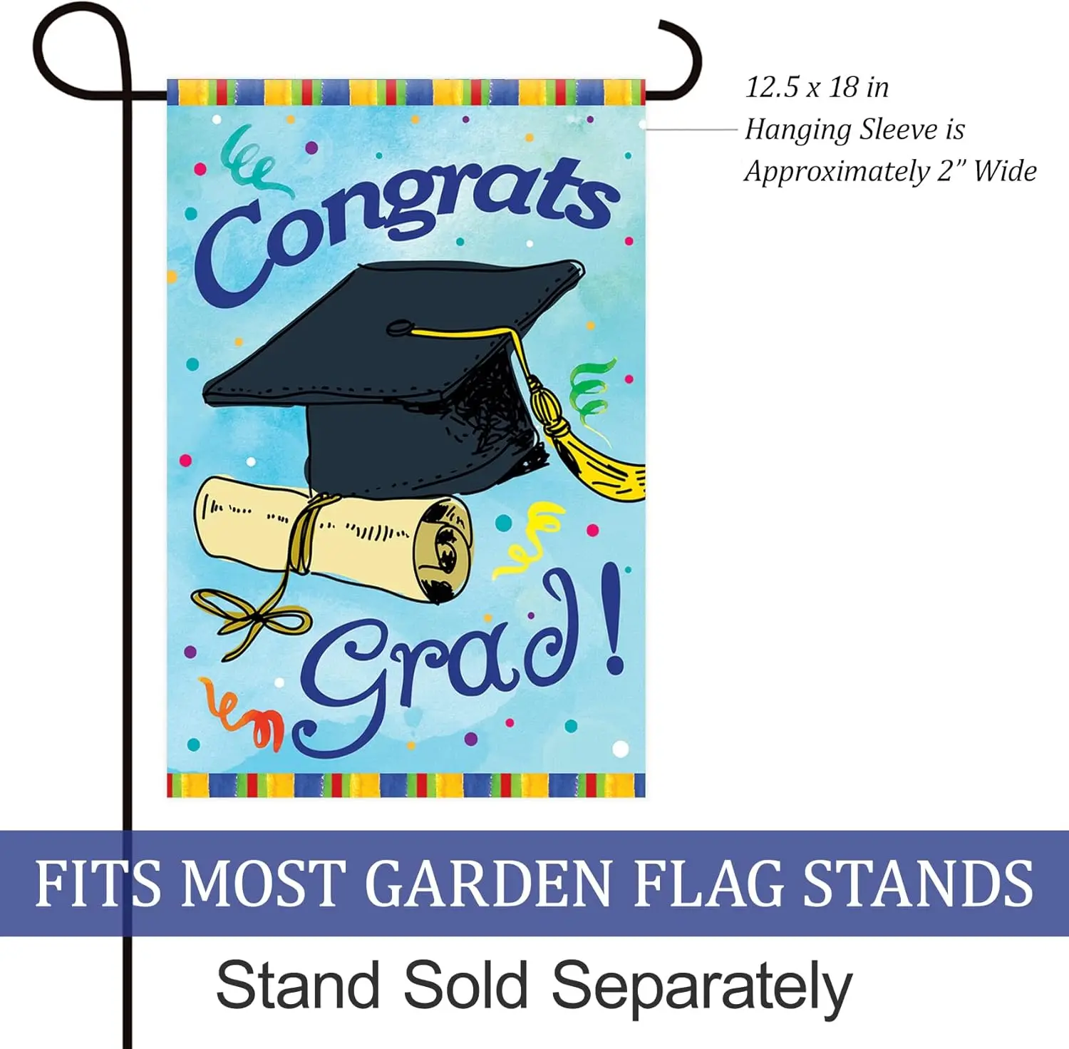 Texupday Congrats Grad Graduation Cap and Diploma Garden Flag Outdoor Yard Flag 12