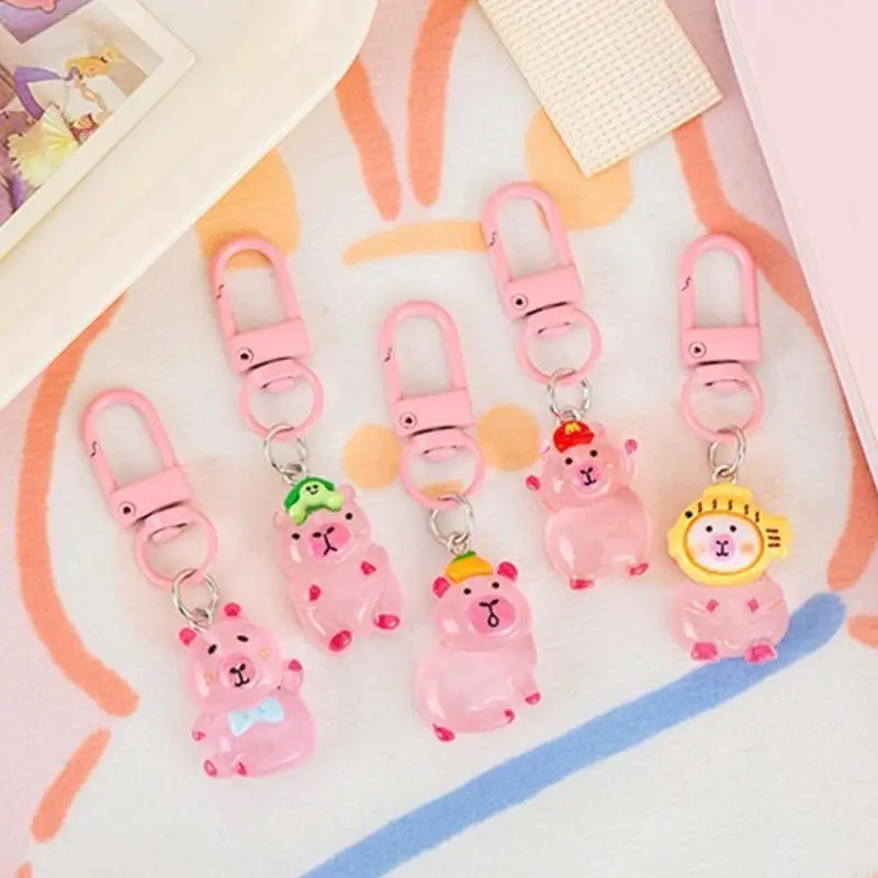91AF 5Pcs Adorable Nighttime Stylish And Practical Glow Effect Keychain For Bags and Gifting Occasion