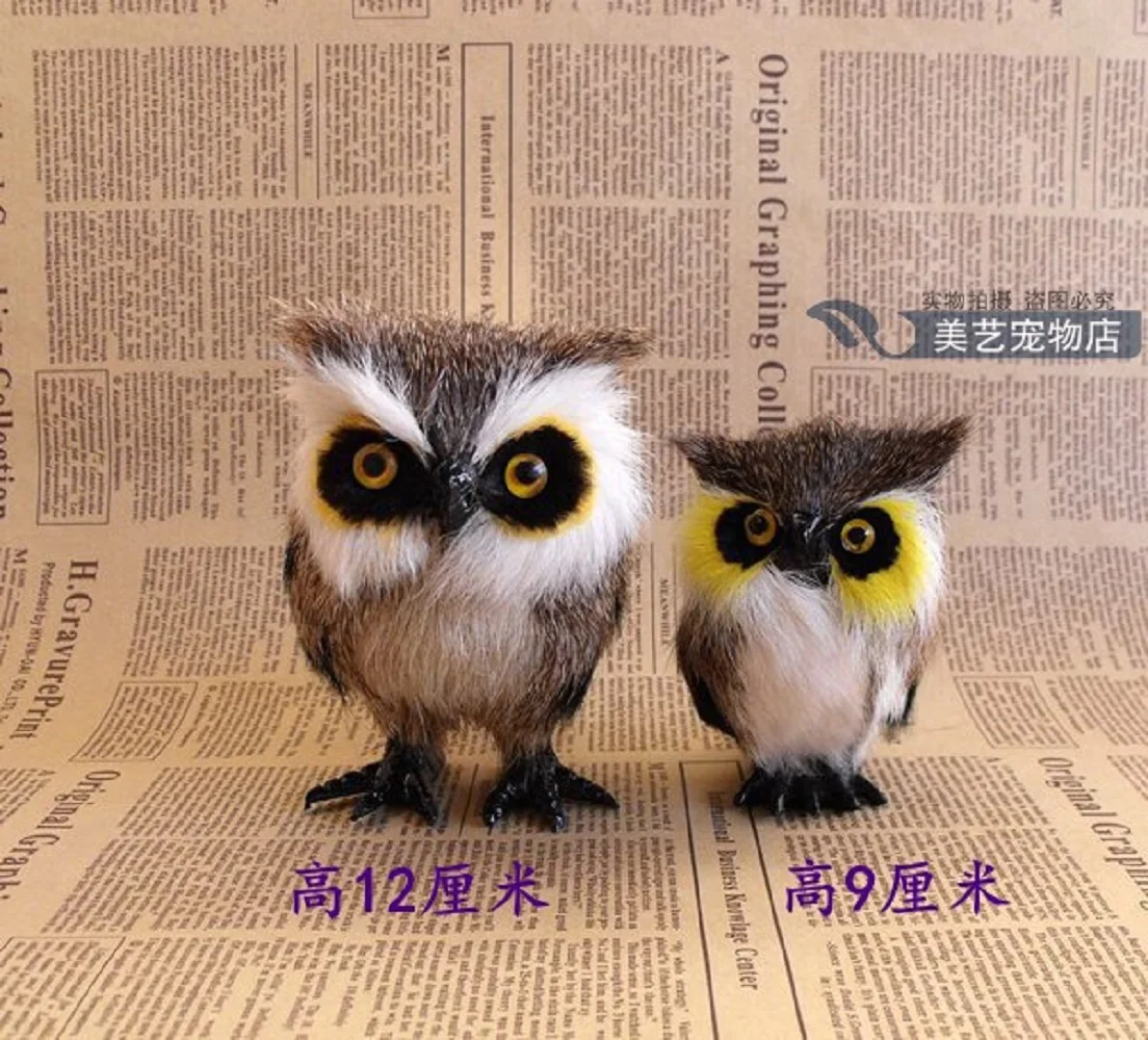 mini cute simulation owl toy  plastic&fur small owl model doll gift