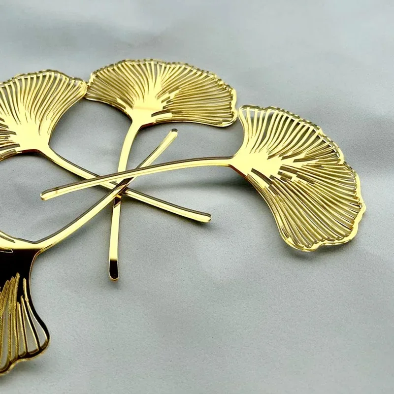 Acrylic Gold Ginkgo Leaves Cake Topper Happy Birthday Cake Topper Baking Accessories Party Supplies Cake Decorating Tools