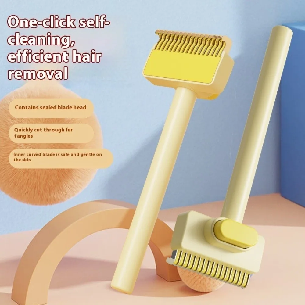 

Stainless Steel Pet Grooming Brush Self Cleaning Double Sided Cat Hair Remover Comfort Grip Pet Fur Knot Cutter