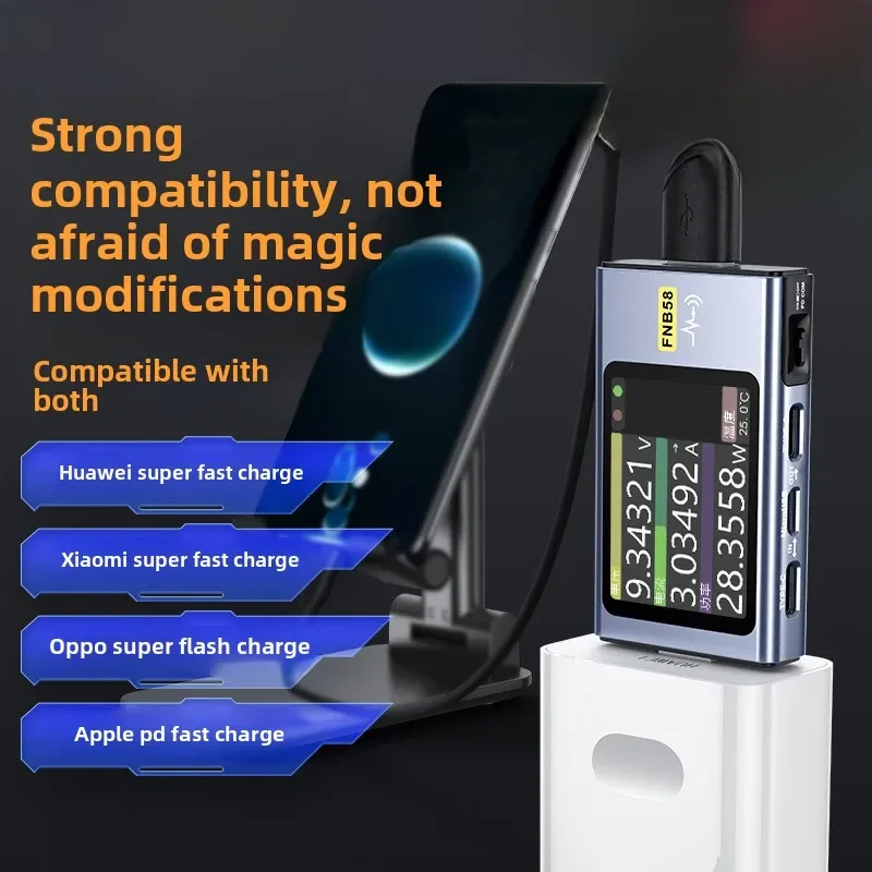 FNB58 USB voltage and current meter Type-C fast charging power tester QC/PD protocol luring