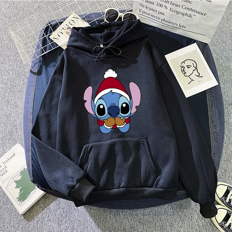 Fashion Hoodies Kawaii Christmas Girls Kawaii Lilo Stitch Funny Hoodie Women Stitch Cute Sweatshirts Y2k Female Hoody