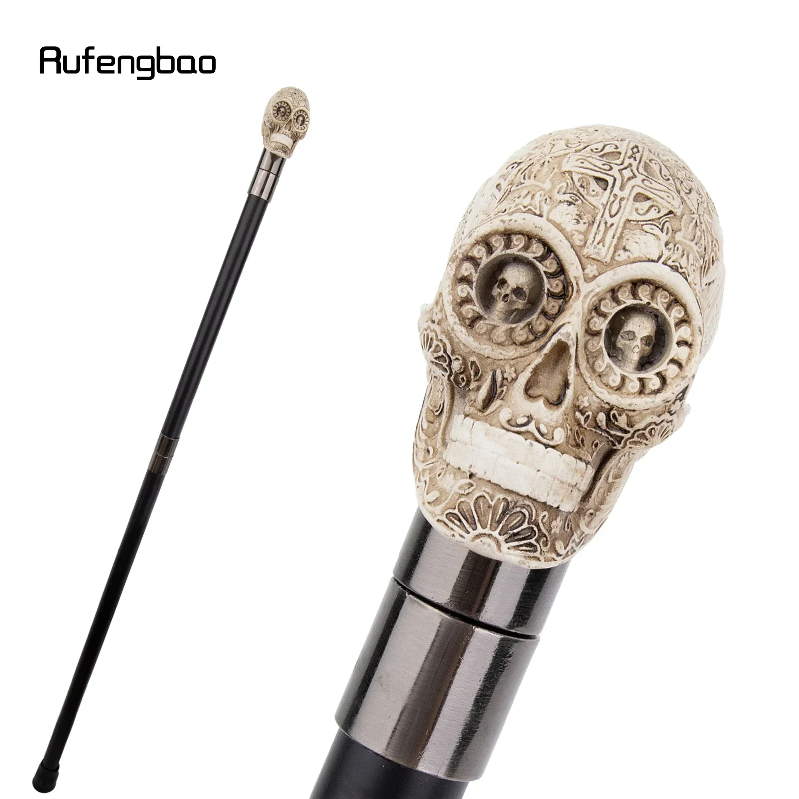 

Желтая смола, голова черепа, трость, модная декоративная стальная палочка, элегантная джентльменская ручка-трость для косплея, Crosier 92 см