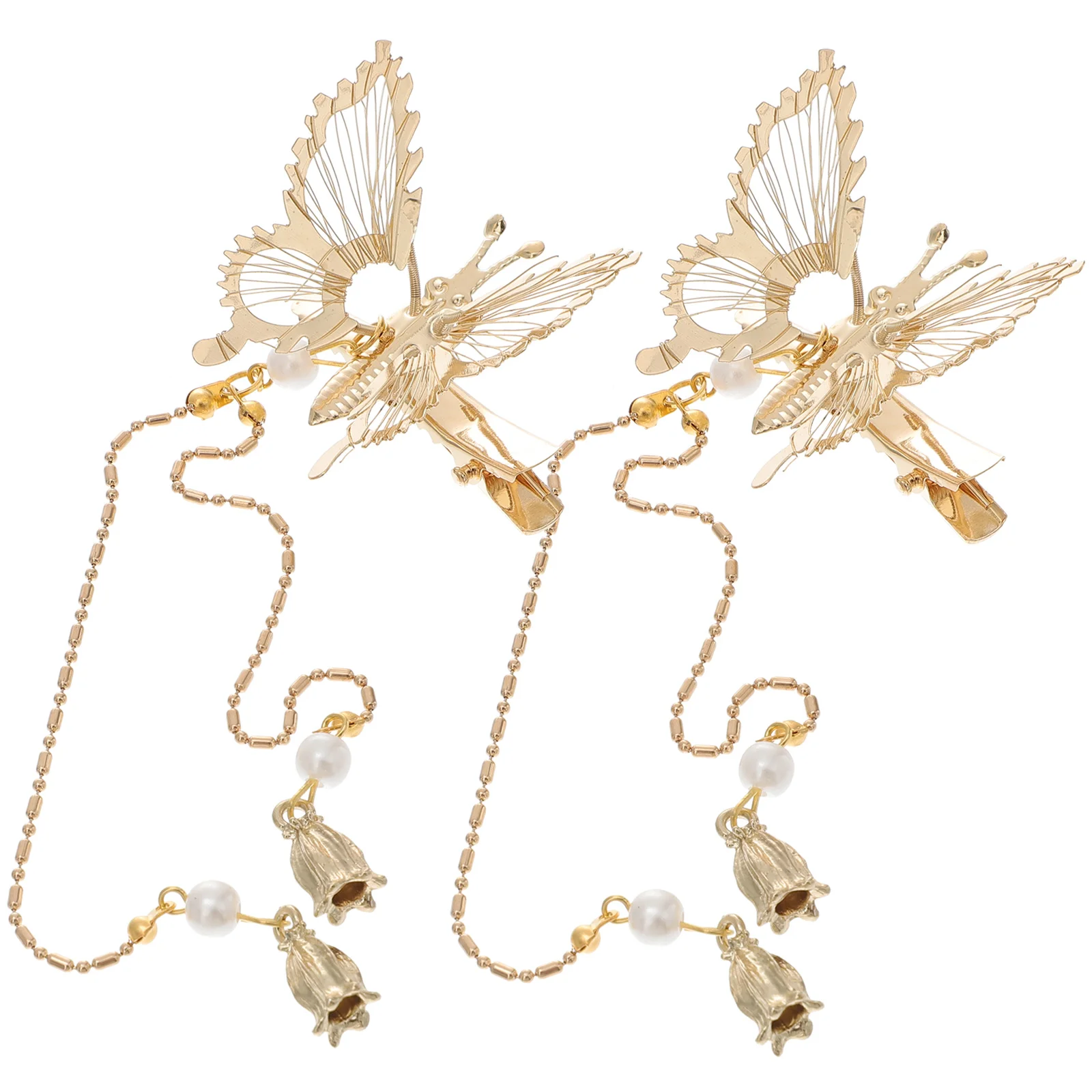 Women Hairpin Moving Clips Tassel Butterfly Hollow Butterflies Side Jewels for Bangs