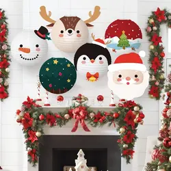 Cartoon Papier Kerst Papier Lantaarns Santa Kerstboom Kerstmis Papieren Bal Diy Draagbare Hangende Lantaarn Happy New Yea