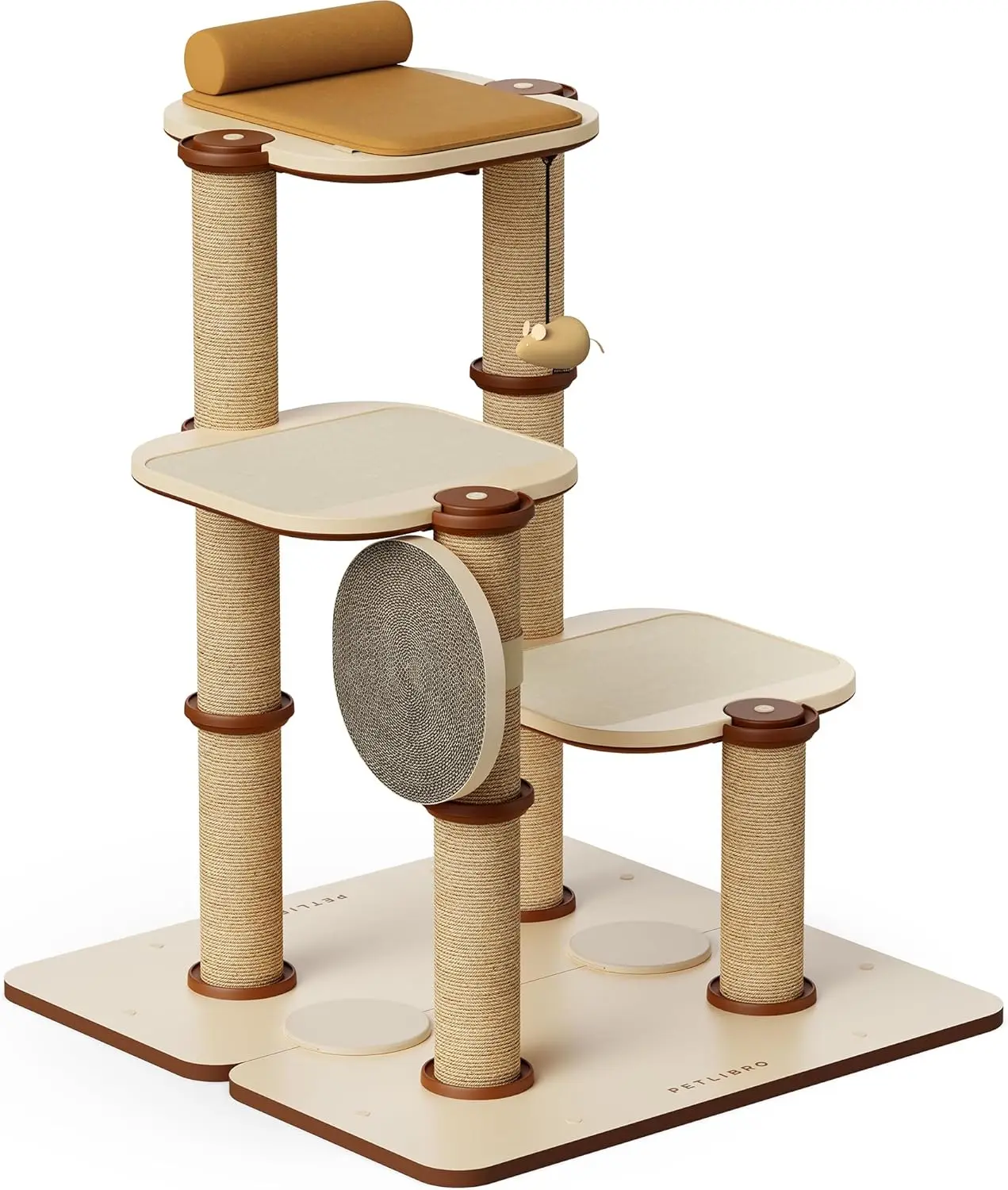 Cat Bed, Toy, Felt Pads, Sisal Scratching Posts, 2-Second Setup, Sturdy Multi-Level Activity Center Cat Condo for Any Room