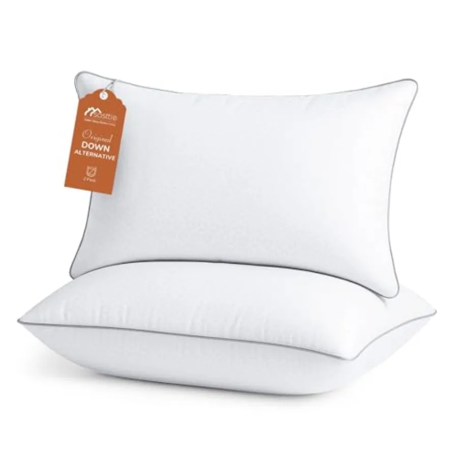 

Pillows Queen Size Set of 2 Bed Pillows for Side Back and Stomach Sleepers - Oeko-Tex Certified Down Alternative Plump Filling