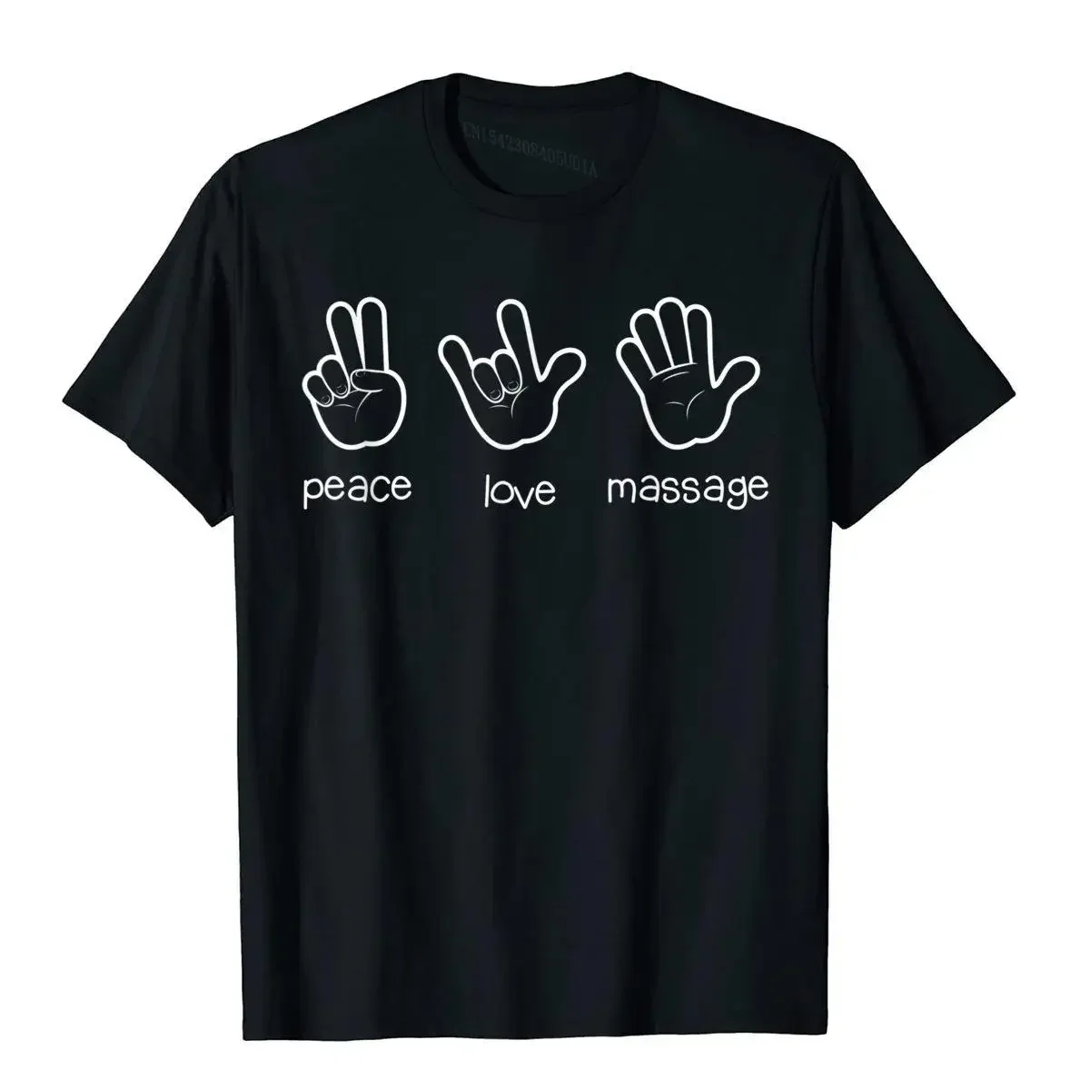 Peace Love Massage T-Shirt Funny Quote Gift For Therapist Classic Tees For Men Graphic  Top T-Shirts Casual