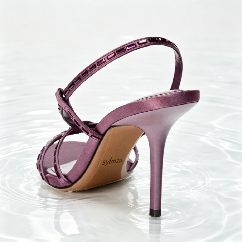 Shiny Rhinestone Detail Purple – Rhinestone Sandal Women recenzja i cena
