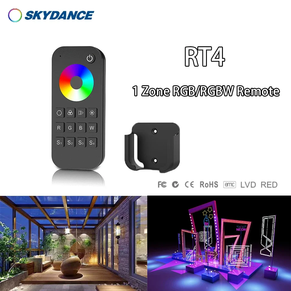 RT4 RT9 1/4 Zone RF(2.4GHz) 2In1 Dimming Touch Wheel RF Remote Controller For RGB/RGBW LED Light strip or Module