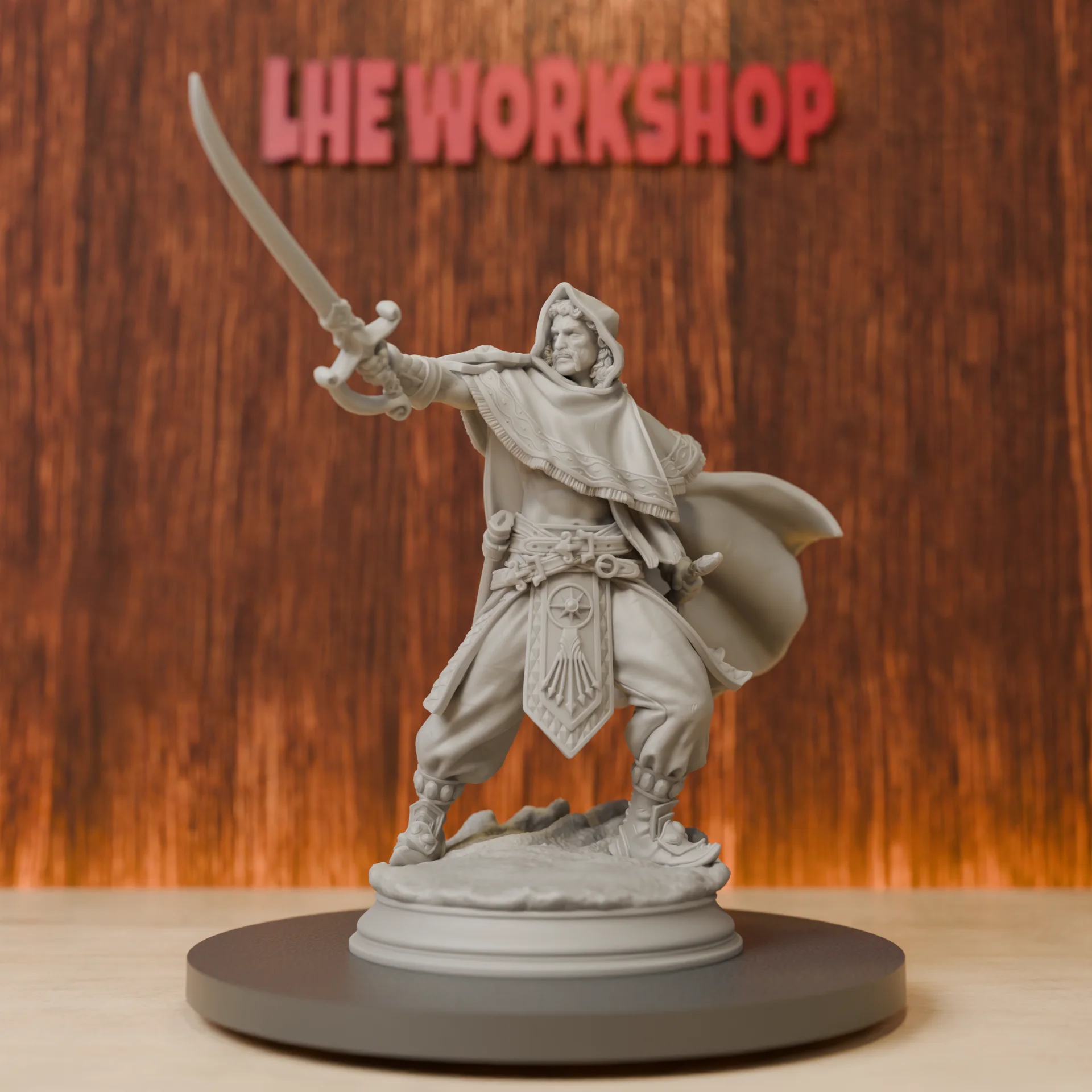 Human Sword Warrior Miniatures | 28mm-75mm | Resin 3D Printed DND Pathfinder Mini | Unpainted Grey