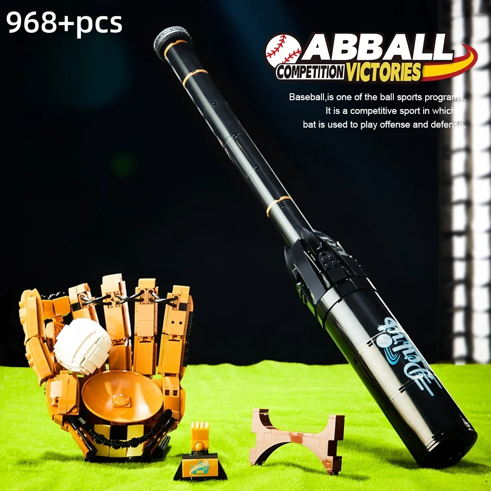 

968PCS Baseball Building Blocks Model Toy Creative Desktop 3D Ornament Set Sports Series MOC Adults Children Holiday Gift