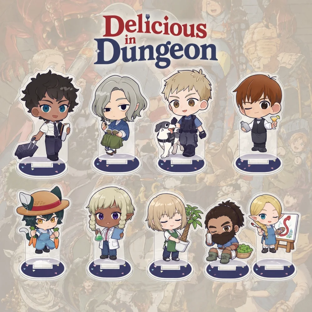 Delicious in Dungeon Kabru 10cm Acrylic Stand Keychain Pilot Uniform Chibi Anime Figure Desk Decor Collectible Gift For Fans