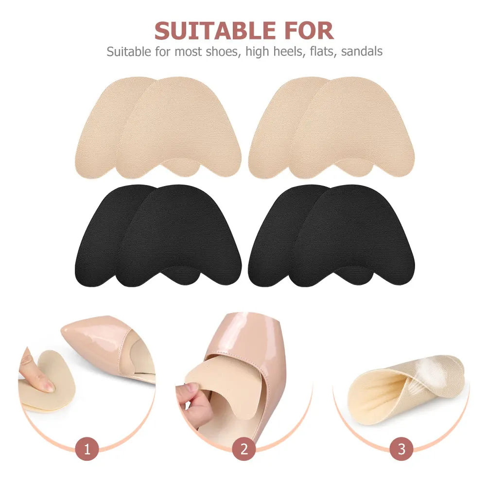 

4 Pairs Toe Pad Foot Pads Shoes Heel Forefoot Women Replaceable Insoles Cushion Cloth Heels
